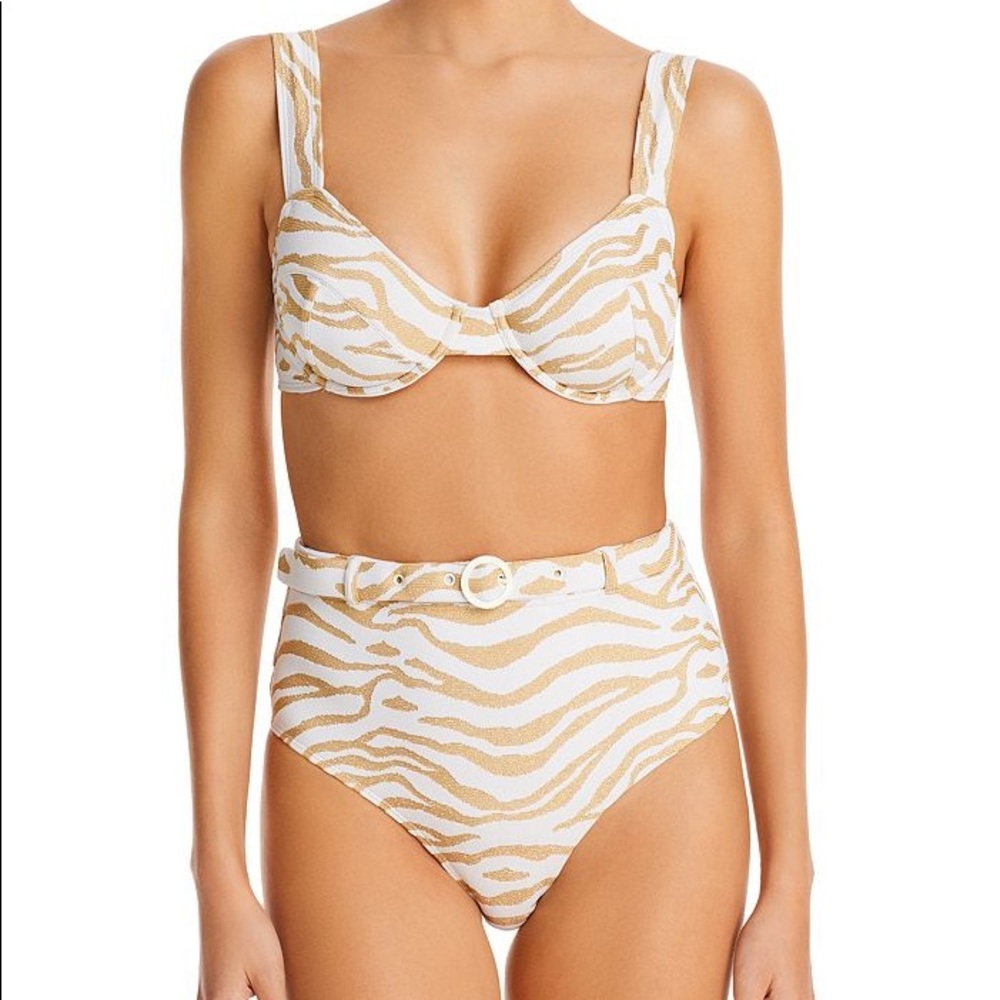 NWT Solid and Striped Joey Bikini Padded Top & High Rise Bottom Swimsuit XS
